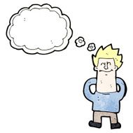 cartoon relaxed man imagining N2