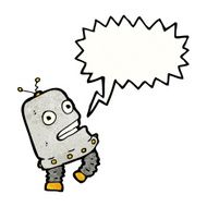 cartoon funny robot with speech bubble N106