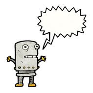 cartoon funny robot with speech bubble N107