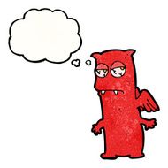 cartoon little devil with thought bubble N29