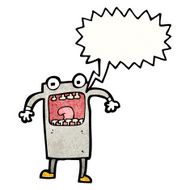 cartoon funny robot with speech bubble N111