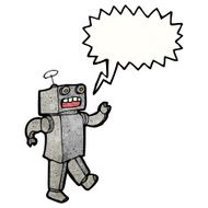 cartoon funny robot with speech bubble N112