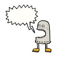cartoon funny robot with speech bubble N113