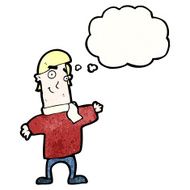 cartoon friendly man with thought bubble N25