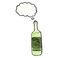 cartoon wine bottle with thought bubble N2