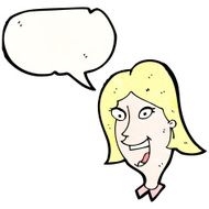 cartoon happy female face N199