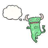 cartoon little devil with thought bubble N30