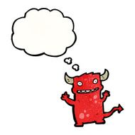 cartoon little devil with thought bubble N31