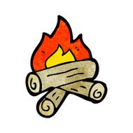 cartoon burning wood logs N6