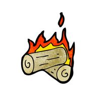 cartoon burning wood logs N8