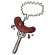 sausage speared on fork cartoon N2