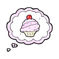 cartoon cupcake in thought bubble symbol N4