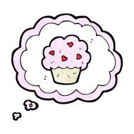 cartoon cupcake in thought bubble symbol N5