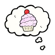 cartoon cupcake in thought bubble symbol N6