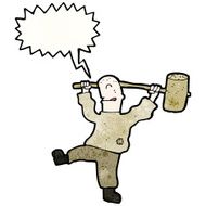 cartoon man with huge wooden hammer N2