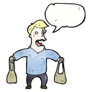 cartoon man holding shopping bags N2
