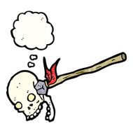 cartoon spear in skull N4