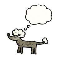 cartoon poodle with thought bubble N5