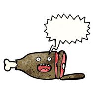leg of meat cartoon character with speech bubble N3