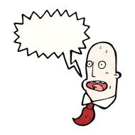 cartoon bald man with speech bubble N7