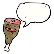 leg of meat cartoon character with speech bubble N4
