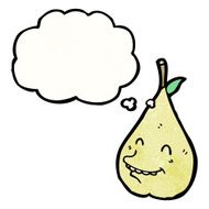 cartoon pear with thought bubble N15