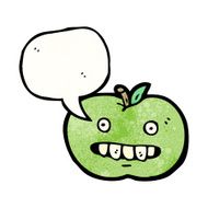 funny cartoon apple with speech bubble N4
