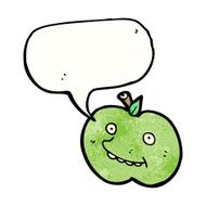 funny cartoon apple with speech bubble N5