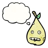 cartoon pear with thought bubble N16