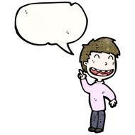 cartoon grinning boy with speech bubble N14