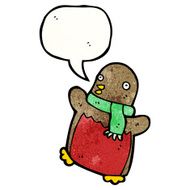 cartoon christmas robin wearing scarf N7