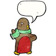 cartoon christmas robin wearing scarf N10