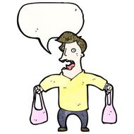 cartoon man holding handbag N3