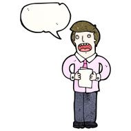 cartoon man reading speech from notes N2