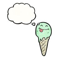 cartoon ice cream cone with thougth bubble N2