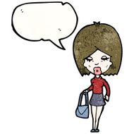 cartoon woman with speech bubble N69