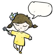 friendly girl with speech bubble cartoon N4