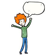 ginger boy with speech bubble cartoon N4