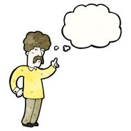 Cartoon Seventies Style Man With Mustache And Thought Bubble N3