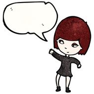 Cartoon Goth Girl With Speech Bubble N4