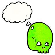 cartoon skull with thought bubble N67