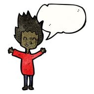 Cartoon happy boy with speech bubble N294