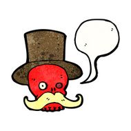 cartoon skull in top hat N16