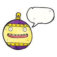 cartoon christmas bauble with speech bubble N6