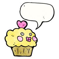 cartoon cupcake with speech bubble N22