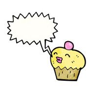cartoon cupcake with speech bubble N23