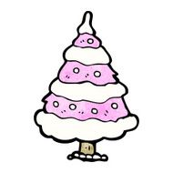 pink christmas tree cartoon N7