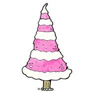 pink christmas tree cartoon N10