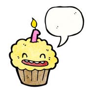 cartoon cupcake with speech bubble N25