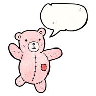 cartoon pink teddy bear with speech bubble N4